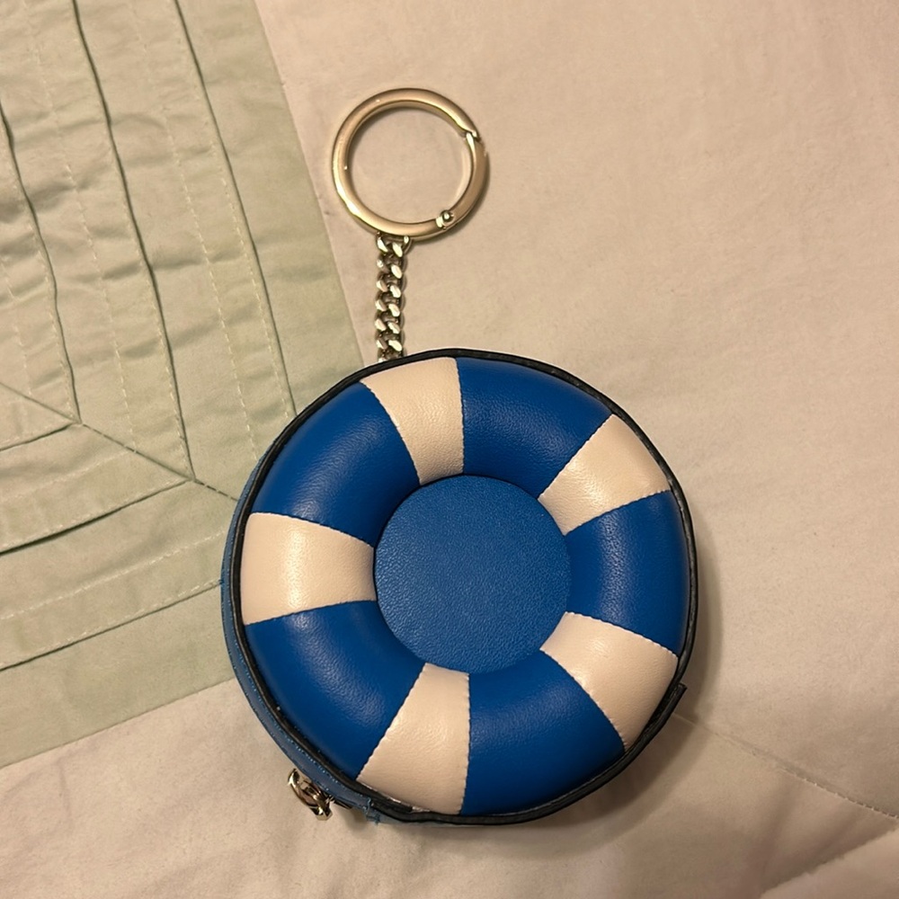 Kate Spade Pool Float Coin Purse Key Royal Blue White Leather Splash NWOT Cruise